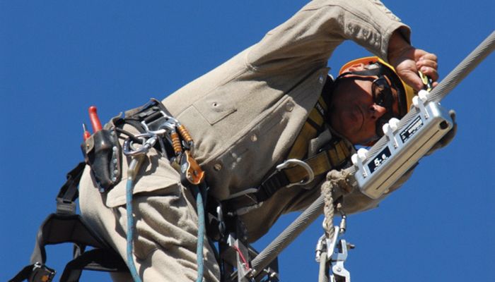 man who is putting on line sensors